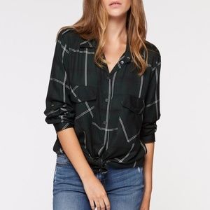 Sanctuary Green Plaid Flannel Boyfriend Shirt